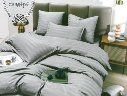 Постельное белье из страйп-сатина ПАНДОРА серое 2-спальное