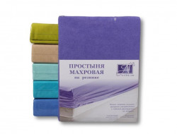 Простыня на резинке хлопковая махровая АЛЬВИТЕК фиолетовая астра 90х200