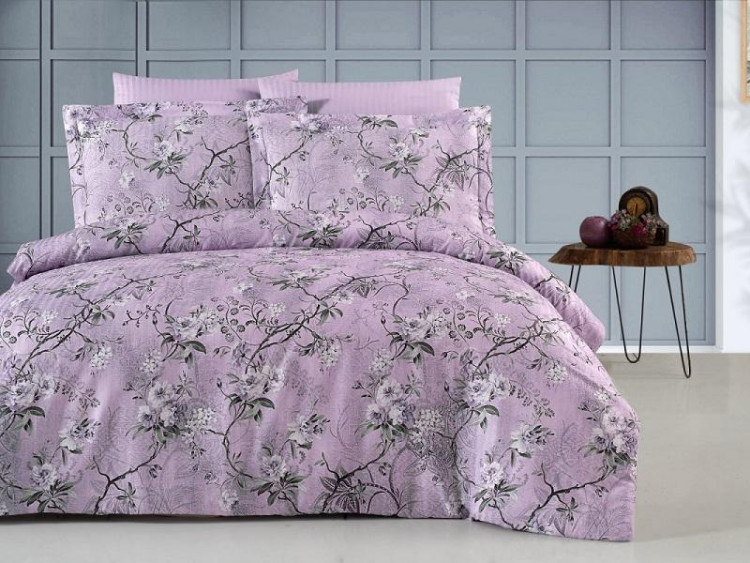 Постельное белье из страйп сатина с цветным принтом KARVEN N249-SB015 50х70 (1шт), 70х70 (1шт) 1,5-спальное