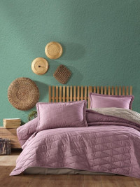 Покрывало из ранфорса KARVEN Y919 LORNA V4 GULKURUSU 180х240 с наволочкой 50х70