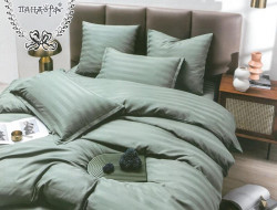 Постельное белье из страйп-сатина ПАНДОРА полынь евро