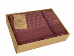 Набор полотенец махровых хлопковых KARVEN HS1721 ORENDO бордовый 50х90 (1шт), 70х140 (1шт)