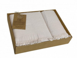 Набор полотенец махровых хлопковых KARVEN HS1720 TROPICAL персиковый 50х90 (1шт), 70х140 (1шт)