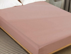 Простыня на резинке из сатина SAILID SL-20-180 бежево-розовая 180х200х25