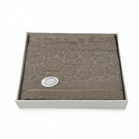 Плед из хлопка махровый KARVEN P959 ROSE V4 темно-бежевый 220х240