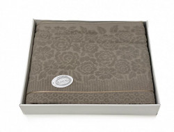 Плед из хлопка махровый KARVEN P959 ROSE V4 темно-бежевый 220х240