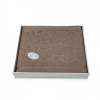 Плед из хлопка махровый KARVEN P959 ROSE V6 капучино 220х240