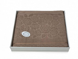 Плед из хлопка махровый KARVEN P959 ROSE V6 капучино 220х240