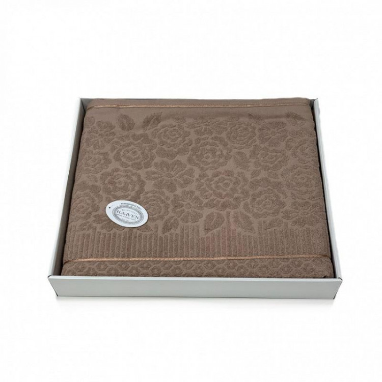 Плед из хлопка махровый KARVEN P959 ROSE V6 капучино 220х240