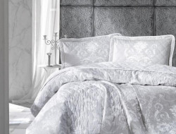 Покрывало из хлопка стеганое KARVEN Y923 ALONE V1 GRI 180х240 с наволочкой 50х70