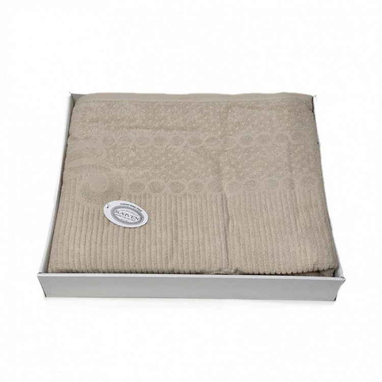 Плед из хлопка махровый KARVEN P961 ESTER V2 светло-бежевый 220х240