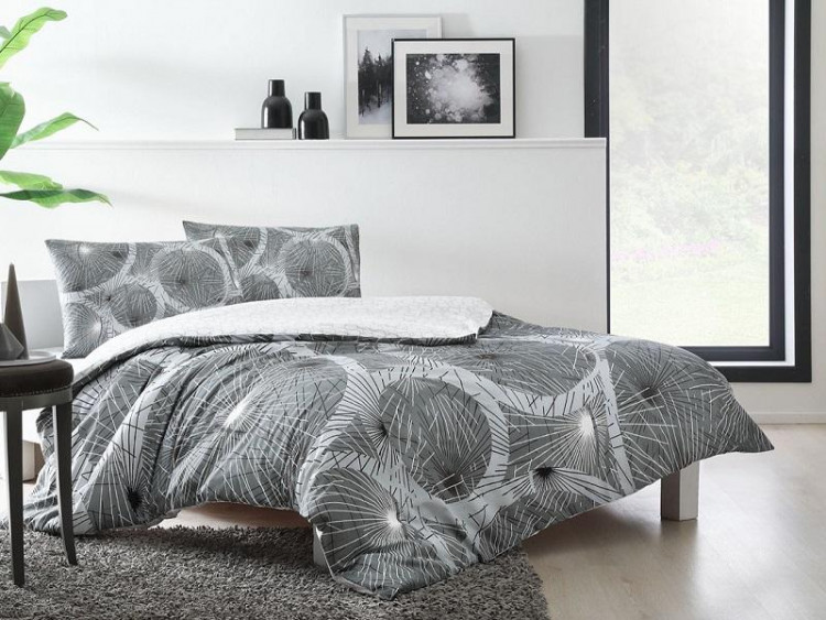 Постельное белье из ранфорса TAC HAPPY DAY SPARKLE серое евро