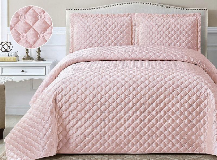 Покрывало с наволочками тонкое из велюра TANGO FRENCH CROWN FC-02 240х260