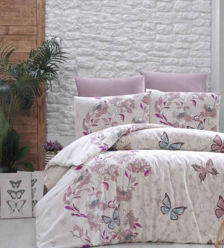 Постельное белье из ранфорса KARVEN N023 KELEBEK POWDER 50х70 (2шт), 70х70 (2шт) евро