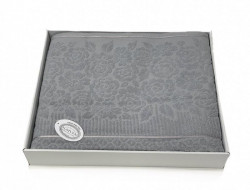 Плед из хлопка махровый KARVEN P959 ROSE V7 светло-серый 220х240