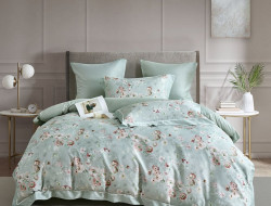 Постельное белье фланелевое из тенсела ASABELLA Брусничные анемоны 50х70 (2шт), 70х70 (2шт) евро