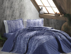 Покрывало из хлопка стеганое KARVEN Y923 COZA V2 MAVI 180х240 с наволочкой 50х70
