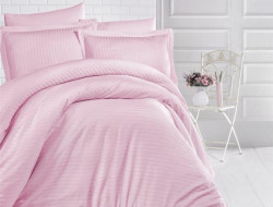 Постельное белье из страйп-сатина KARVEN N021 CIZGILI POWDER 50х70 (2шт), 70х70 (2шт) евро