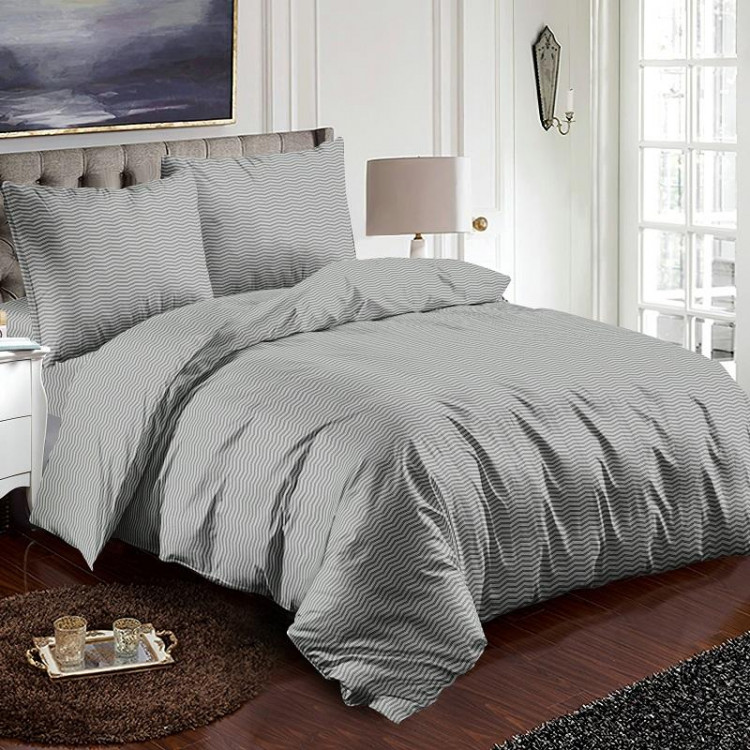 Постельное белье из микросатина TANGO серый зигзаг 70х70 (2шт) 2-спальное