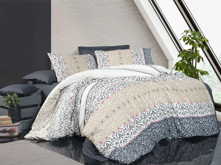 Постельное белье из ранфорса SAREV BAZAAR N137 VARUNA V2-BEJ 50х70 (2шт) евро