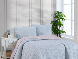 Покрывало тонкое из хлопка и микрофибры KARVEN Y837 MUSLIN KARE V1 сиреневое 240х250 с наволочками 50х70 (2шт)