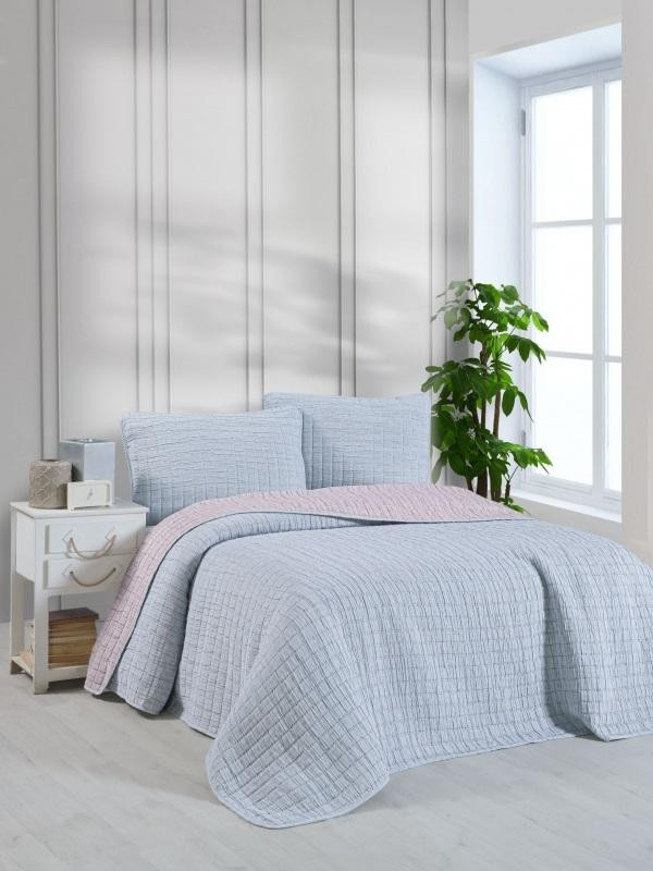 Покрывало тонкое из хлопка и микрофибры KARVEN Y837 MUSLIN KARE V1 сиреневое 240х250 с наволочками 50х70 (2шт)