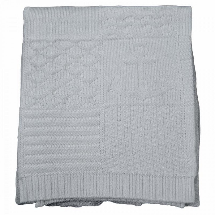 Плед детский из хлопка и акрила BELPOL FISH серебряный 110х140