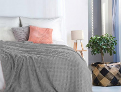 Плед однотонный фланелевый TANGO BARRETTA 02 серый 200х220