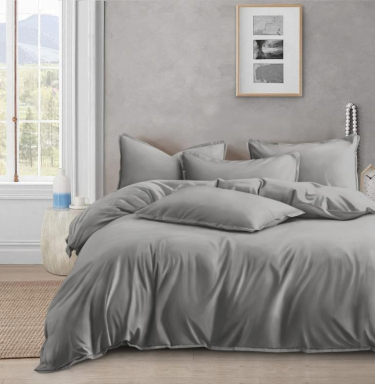 Постельное белье из люксового сатина АЛЬВИТЕК ОCA-004 серое 50х70 (2шт), 70х70 (2шт) евро