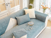 Набор накидок на диван из велюра TANGO SOFA серо-голубой 90х160 (1шт), 90х210 (1шт)