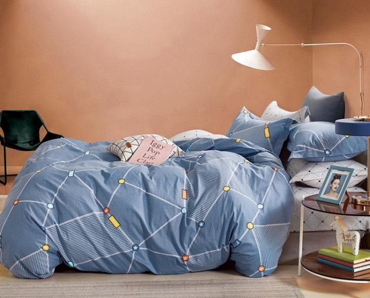 Постельное белье двухстороннее из твил-сатина SAILID BP-117-4 семейное