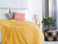 Плед однотонный фланелевый TANGO BARRETTA 05 желтый 200х220