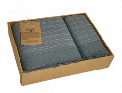 Набор полотенец махровых хлопковых KARVEN HS1721 ORENDO хаки 50х90 (1шт), 70х140 (1шт)