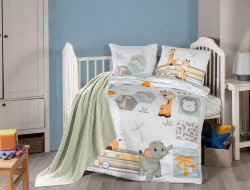 Постельное белье для малышей из сатина с пледом KARVEN 3D DIGITAL D040 SAFARI BABY