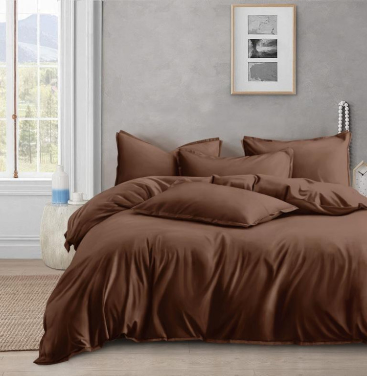 Постельное белье из люксового сатина АЛЬВИТЕК ОCA-008 молочный шоколад 70х70 (2шт) 1,5-спальное