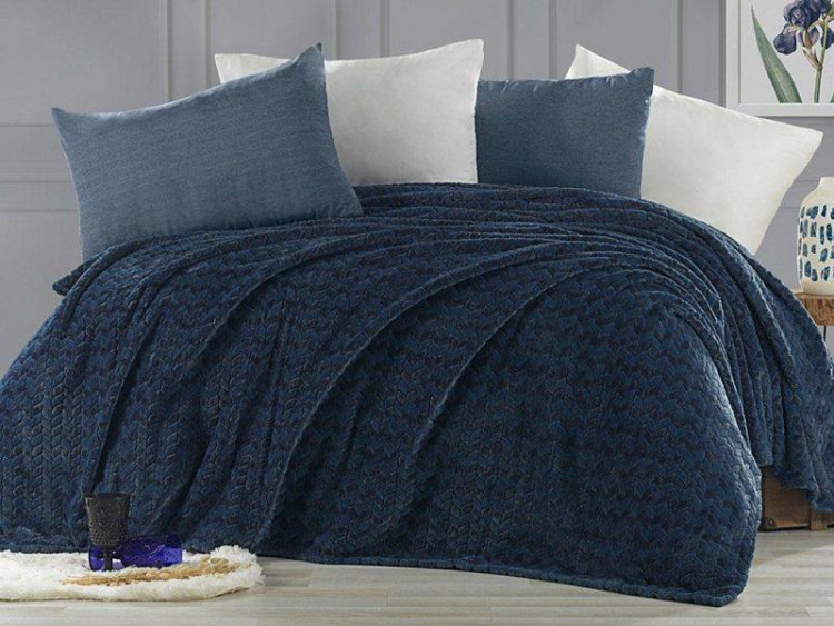 Плед из полиэстера KARVEN SUPER SOFT P944 BENZIA индиго 200х220