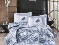 Покрывало из хлопка стеганое KARVEN Y923 PUMA V1 LACIVERT 180х240 с наволочкой 50х70