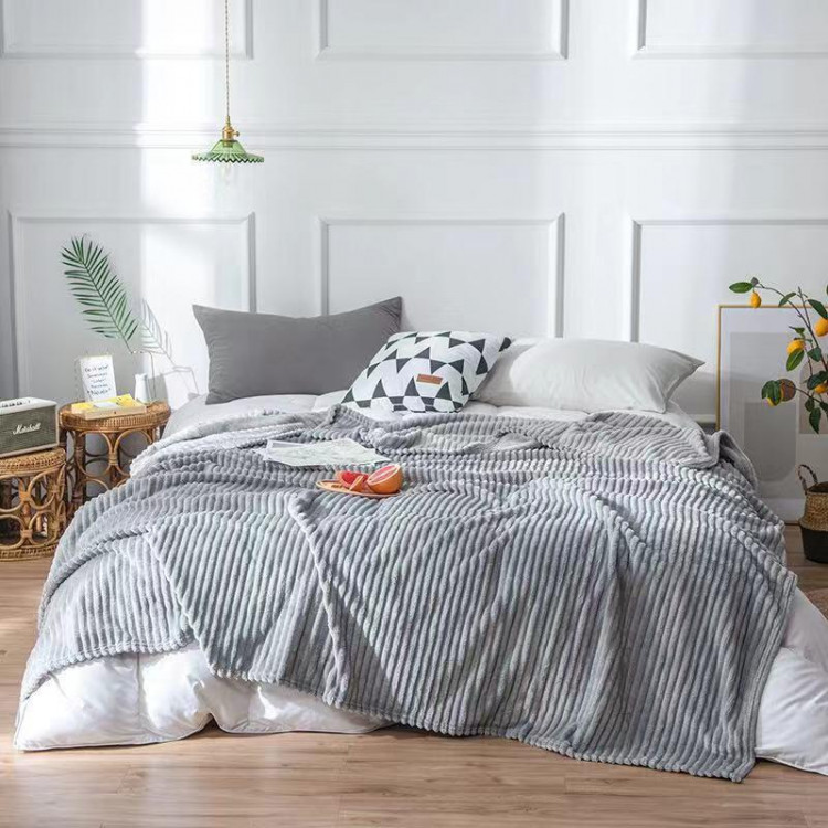 Плед однотонный фланелевый TANGO STRIPE ST-12 серый 150х200