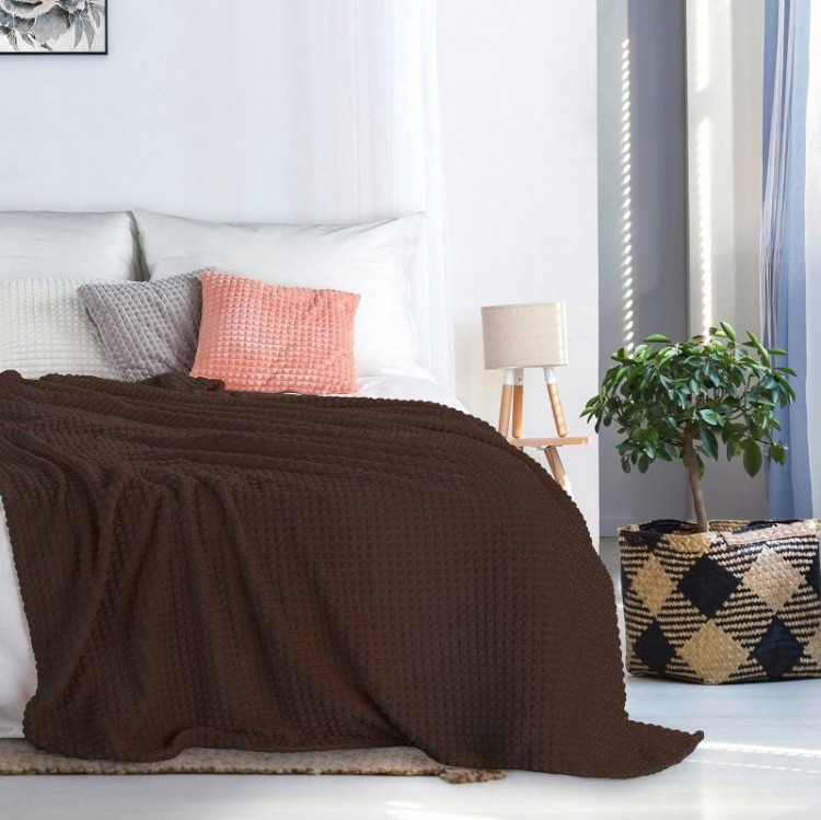 Плед однотонный фланелевый TANGO BARRETTA 03 коричневый 150х200