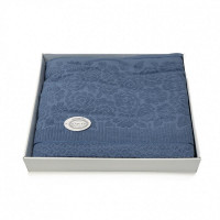 Плед из хлопка махровый KARVEN P959 ROSE V14 индиго 220х240