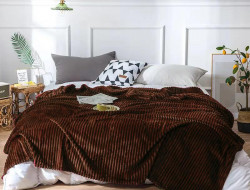 Плед однотонный фланелевый TANGO STRIPE ST-16 темно-коричневый 150х200