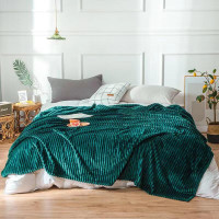 Плед однотонный фланелевый TANGO STRIPE ST-17 изумрудный 150х200