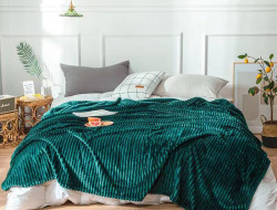 Плед однотонный фланелевый TANGO STRIPE ST-17 изумрудный 150х200