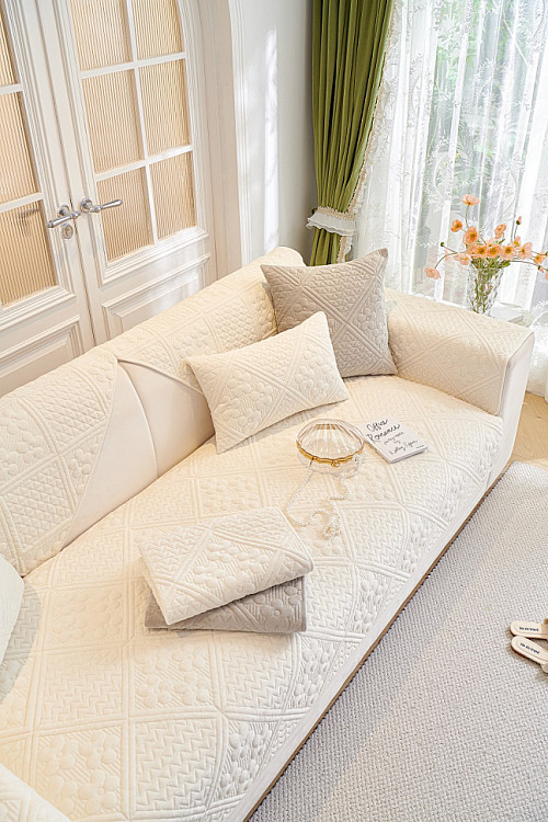 Набор накидок на диван из велюра TANGO SOFA кремовый 90х160 (2шт)