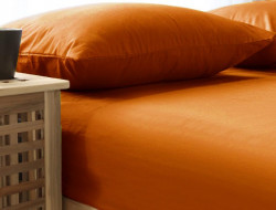 Простыня однотонная сатиновая TANGO SOHO BS2426-61 оранжевая 240х260