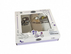 Набор кухонных полотенец вафельных хлопковых KARVEN HM746 ХЛЕБ V5 40х60 (3шт)