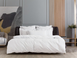 Постельное белье из египетского хлопка с простыней на резинке 160х200 GERMAN GRASS Alpine White Allure Grass евро