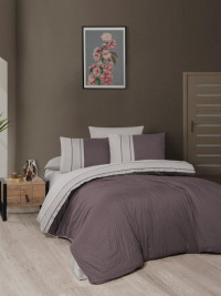 Постельное белье из сатина де люкс KARVEN N044 CHACKERS DUET LILAC-BEJ 50х70 (2шт), 70х70 (2шт) евро