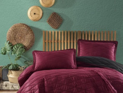 Покрывало из ранфорса KARVEN Y919 LORNA V5 BORDO 180х240 с наволочкой 50х70