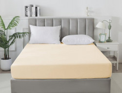 Простыня на резинке сатиновая TANGO Soho светло-бежевая 160х200х30